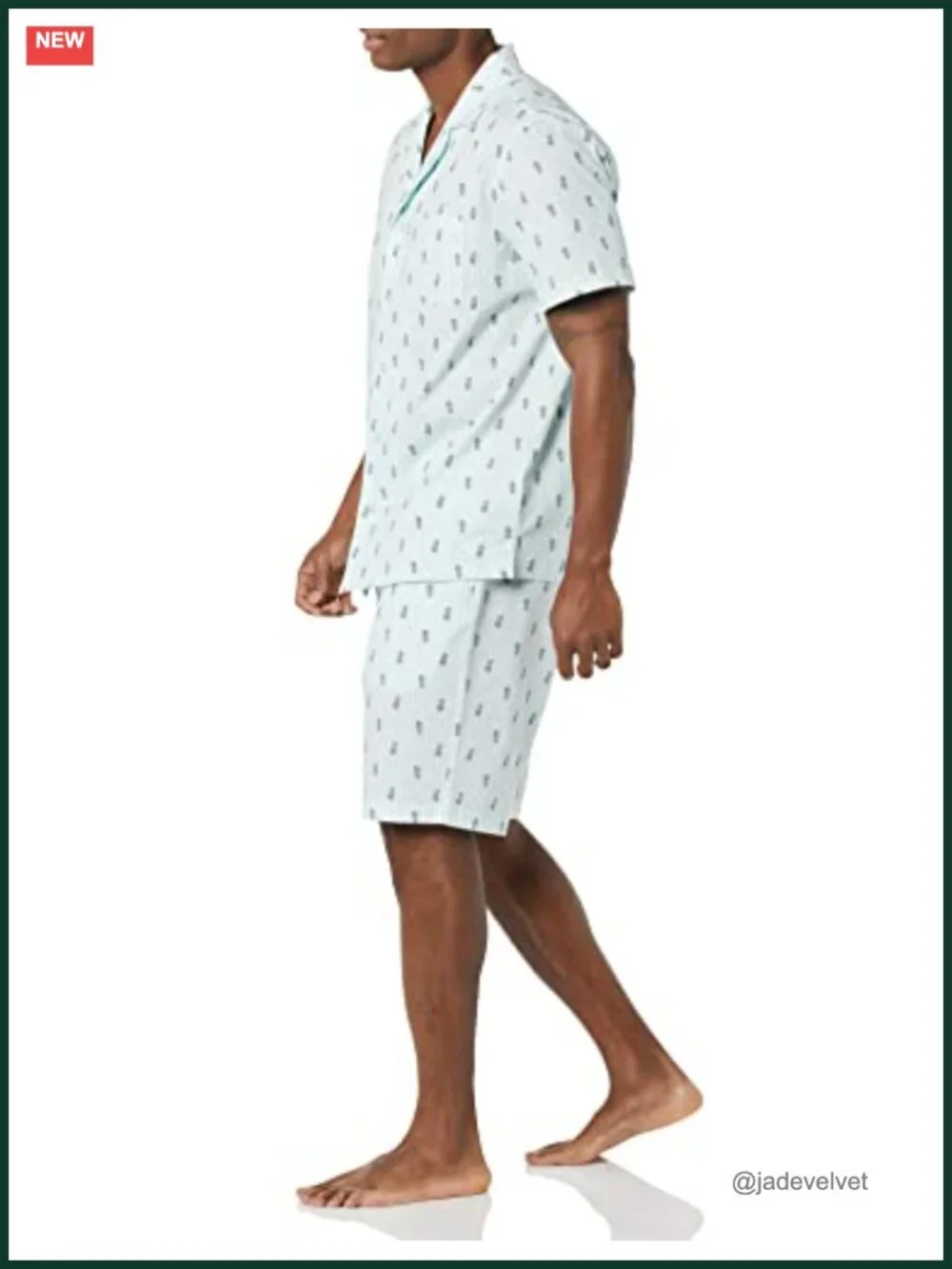 Men's Cotton Stretch Poplin Notch Collar Short Pajama Set Sleepwear